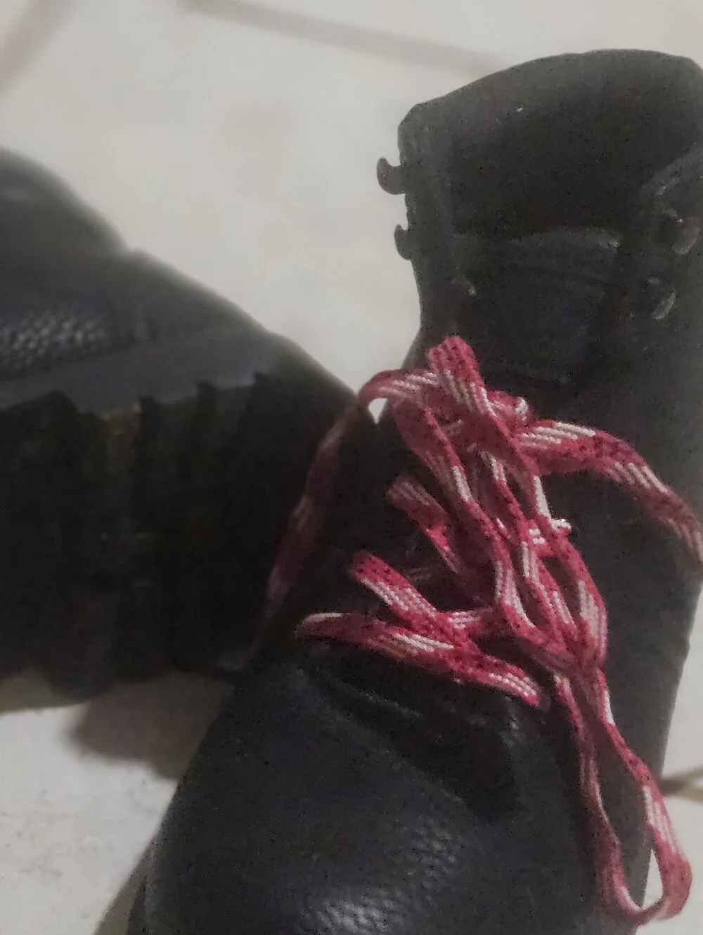 Black Lace-Up Boot with Pink Laces
